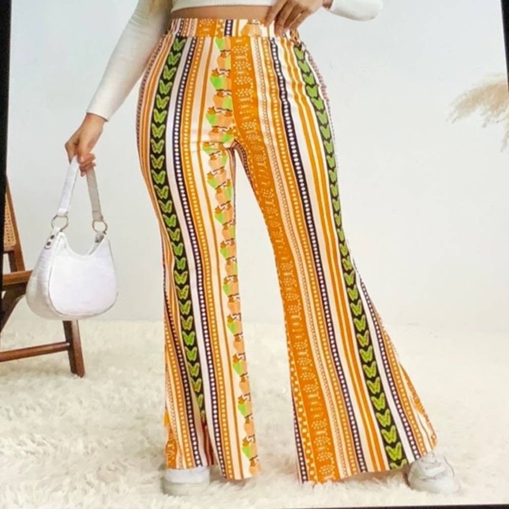 Flowered Flare Pants